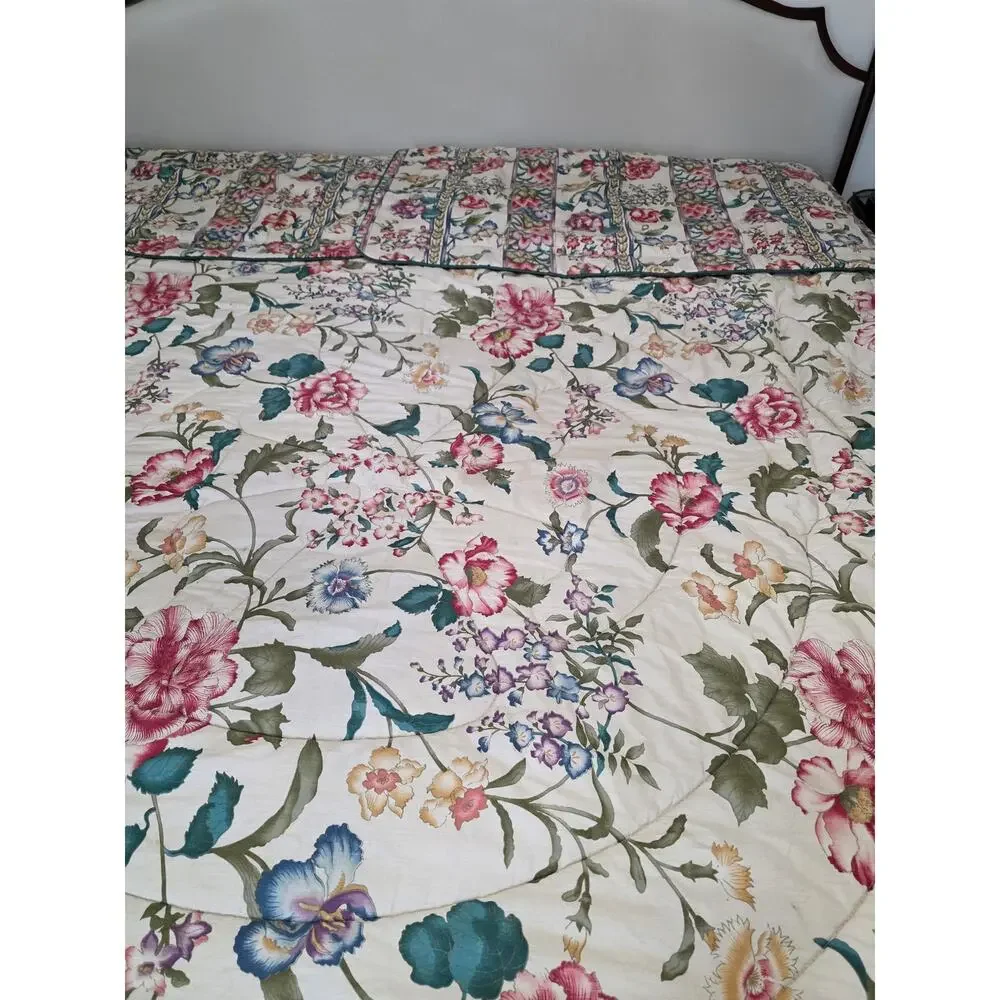VTG Croscill Floral Chintz Reversible King Comforter & 2 Shams Cottagecore READ
